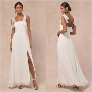 LULU'S Radiant Romance White Tie
Strap Maxi Dress